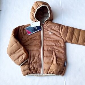 Reebok Boy’s New Packable Lightweight Hooded Puffer Jacket in Timber NWT